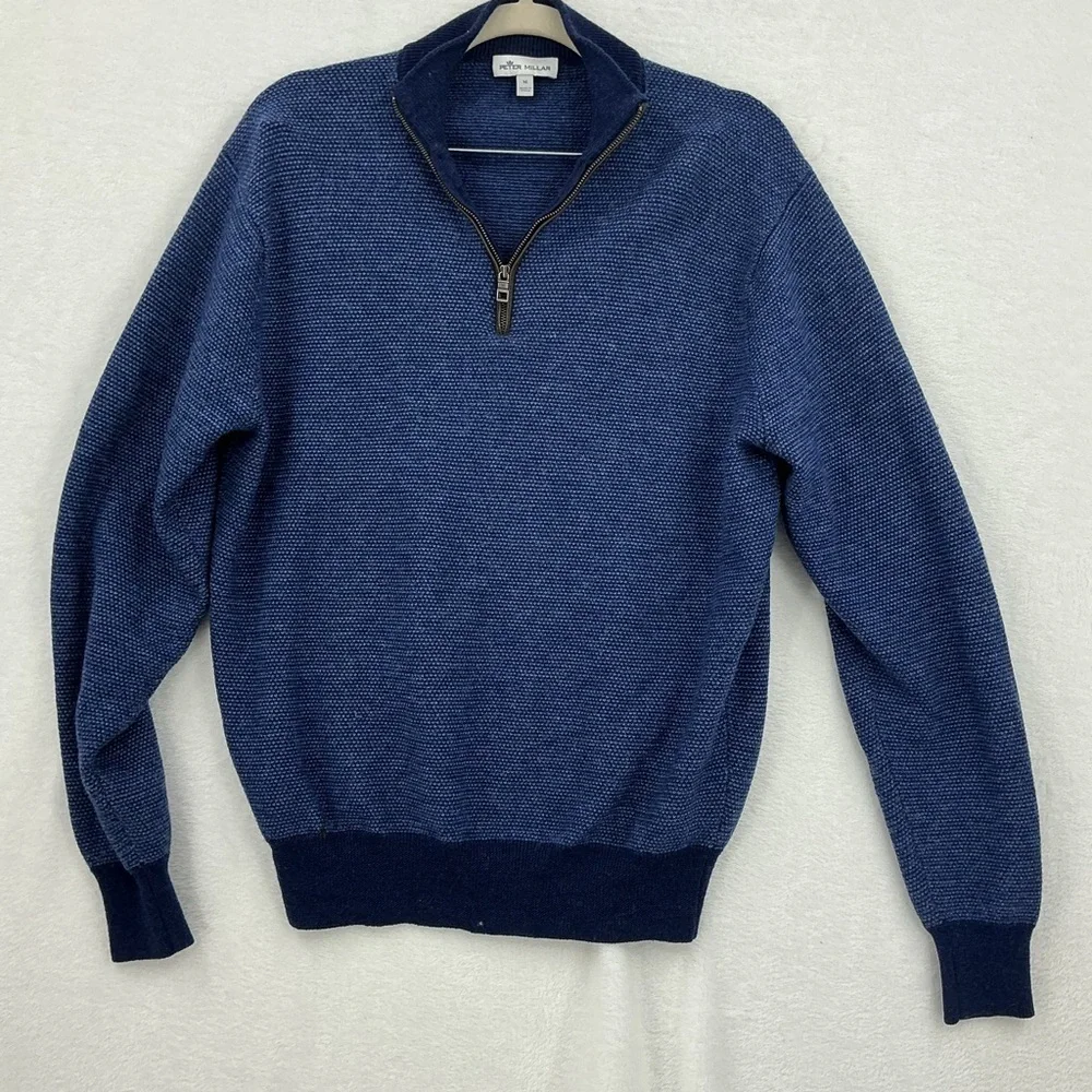 Peter Millar Men's Deep Blue Zip-Up Sweater A536